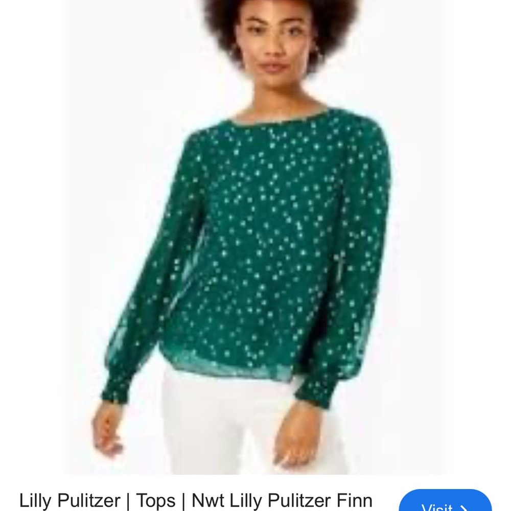 Lilly Pulitzer Green Idina Silk Top View 2